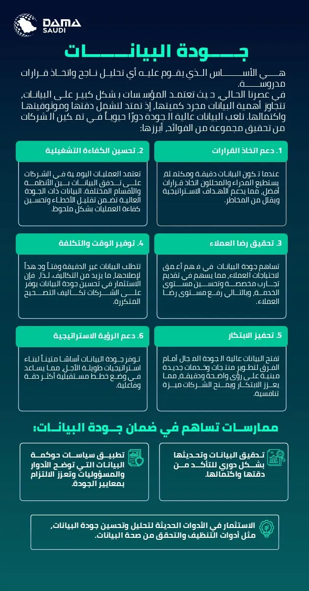 الشكل ١: جودة البيانات وأبرز فوائدها