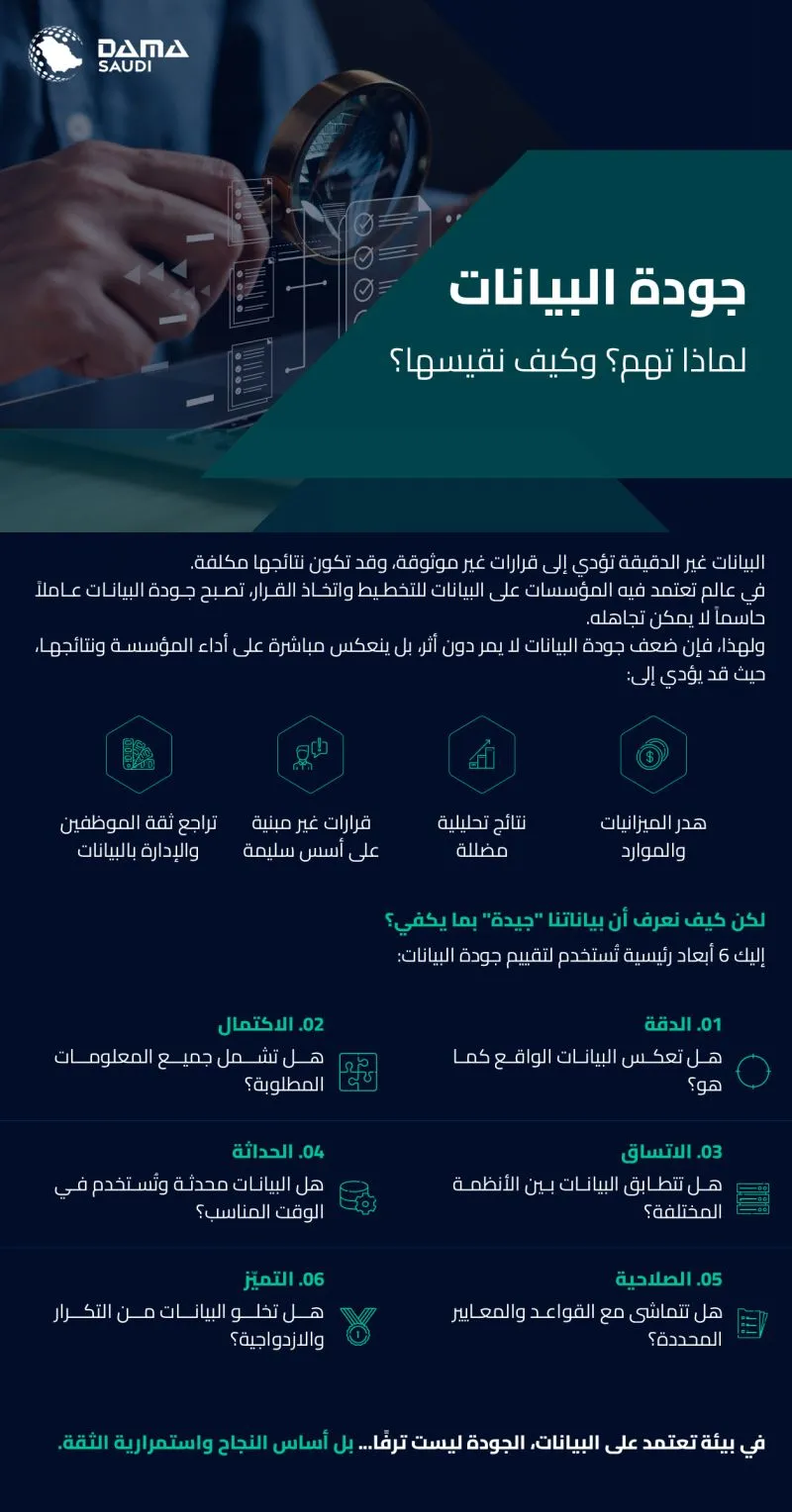الشكل ٤: جودة البيانات، لماذا تهم وكيف نقيسها